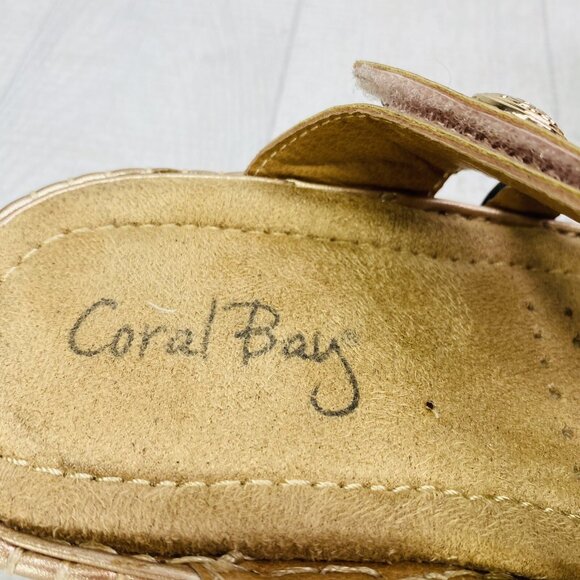 Coral Bay JAZLYN  Rose Gold Brown Adjustable Wedge Low Heel Slides Sandal Sz 6 M - Picture 10 of 14
